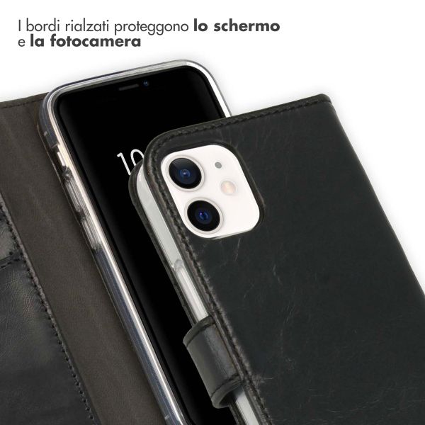 Selencia Cover a libro in vera pelle Apple iPhone 12 Mini - Nero