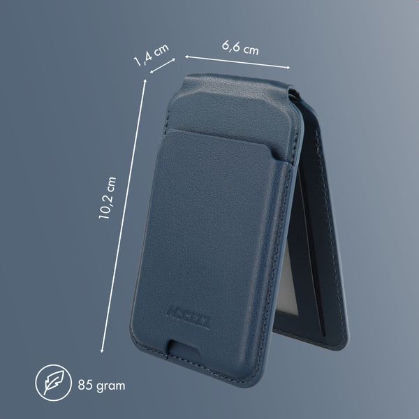 Accezz Portafoglio in pelle magnetico con supporto - Compatibile con Apple Find My - Nightfall Blue