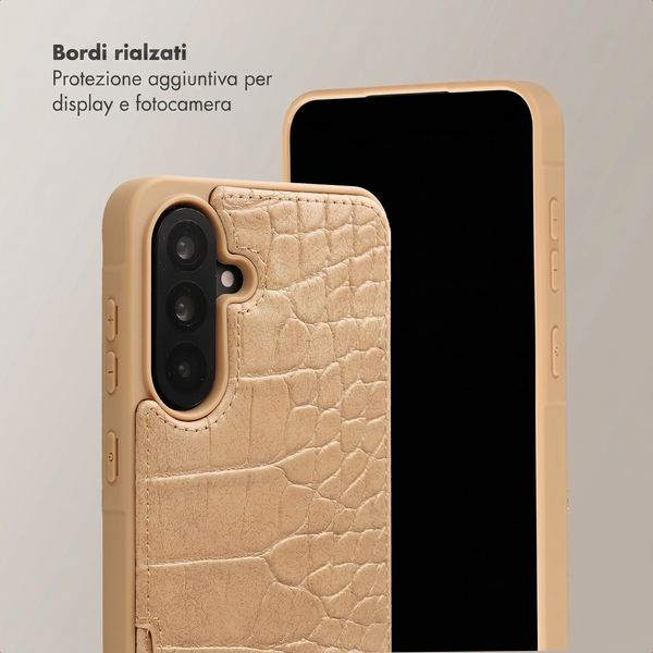 Selencia Cover per telefono Nova Croco con cordino e portacarte Samsung Galaxy A36 / A56 - Toasted Almond