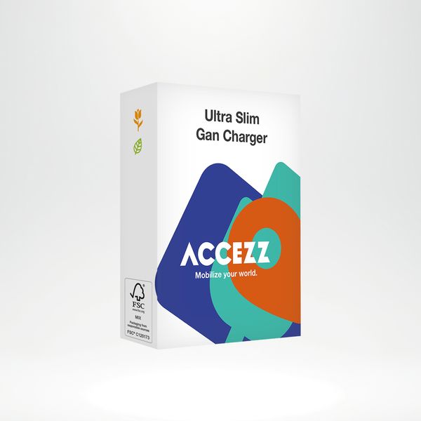 Accezz Caricabatterie GaN Ultra Slim - USB-C + USB-A - 45 W - Nero
