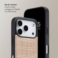 Selencia Cover per telefono Nova Croco con cordino e portacarte Apple iPhone 17 Pro - Beige