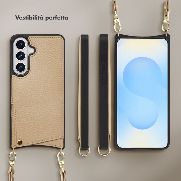 Selencia Cover per telefono Nova con cordino e portacarte Samsung Galaxy S26 Plus - Beige