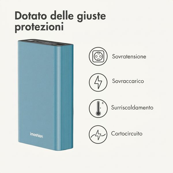 imoshion Powerbank in alluminio Ultra Series 20.000 mAh - Ricarica rapida fino a 33 watt - Petrol Green