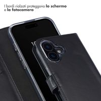 Selencia Cover a libro in vera pelle Apple iPhone 16 - Nero