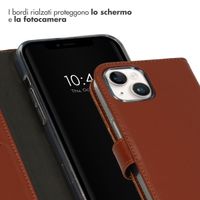 Selencia Cover a libro in vera pelle Apple iPhone 15 - Marrone chiaro