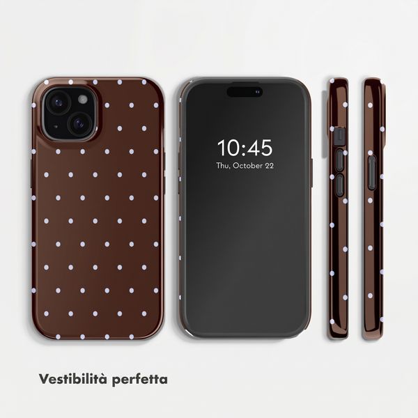 Selencia Cover posteriore Vivid con MagSafe Apple iPhone 15 - Happy Dots Chocolate