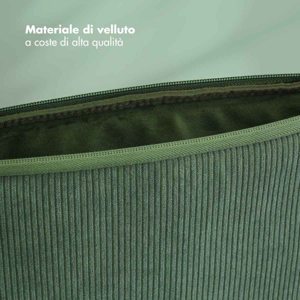 Selencia Cover per laptop in velluto a coste 13-14 pollici - Laptopsleeve - Sage Green