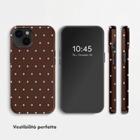 Selencia Cover Posteriore Vivid Apple iPhone 14 - Happy Dots Chocolate