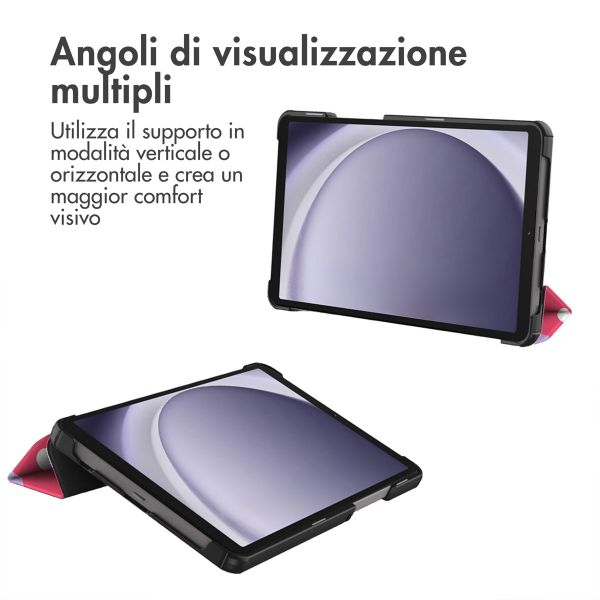 imoshion Cover Trifold Design Samsung Galaxy Tab A11 / A9 8.7 pollici - Dusty Rose Blossom
