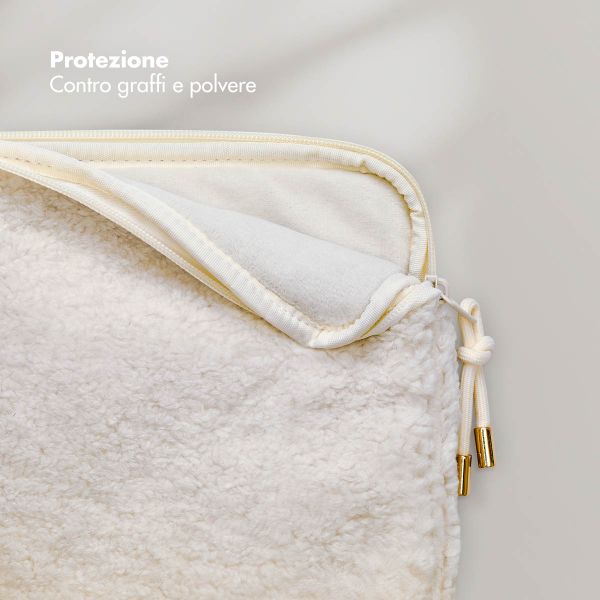 Selencia Cover Teddy per laptop 13-14 pollici - Laptopsleeve - Latte