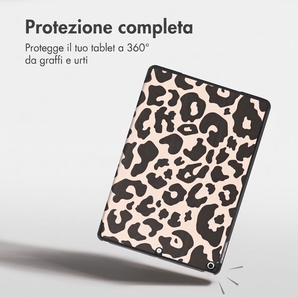imoshion Cover Trifold Design Apple iPad 9 (2021) 10.2 pollici / iPad 8 (2020) 10.2 pollici / iPad 7 (2019) 10.2 pollici - Leopard