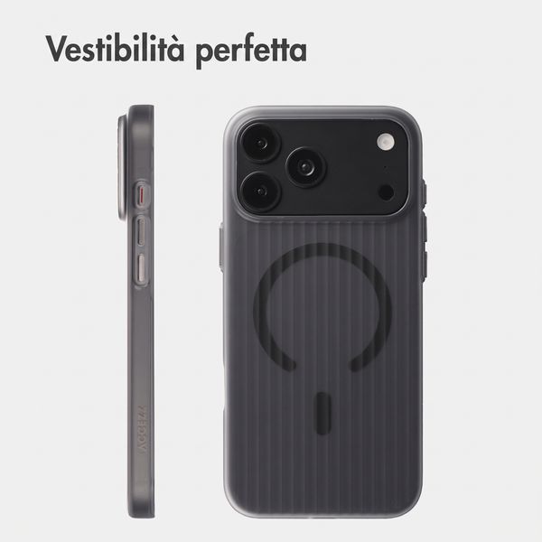 Accezz Cover Lite con MagSafe | Fluted | Apple iPhone 18 Pro / 17 Pro - Grigio