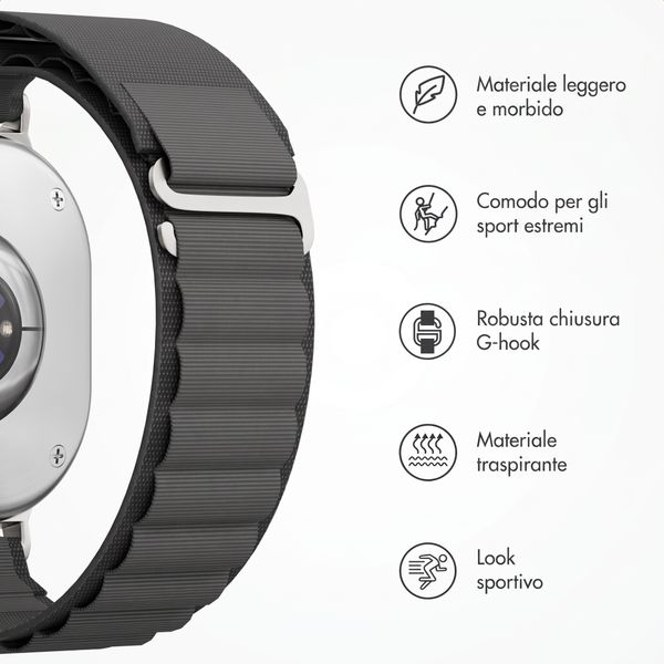 Accezz Cinturino in nylon Alpine Samsung Galaxy Watch 9 (40/44mm) / Watch 8 (40/44mm) / Classic (46mm) - Nero