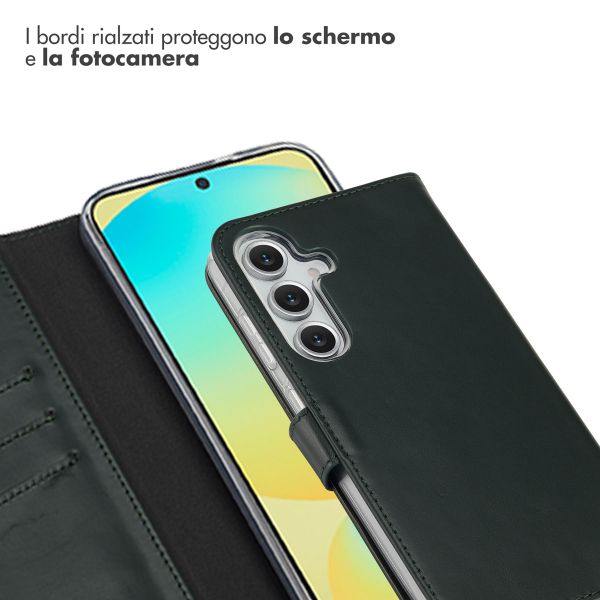 Selencia Cover a libro in vera pelle Samsung Galaxy S25 FE - Verde