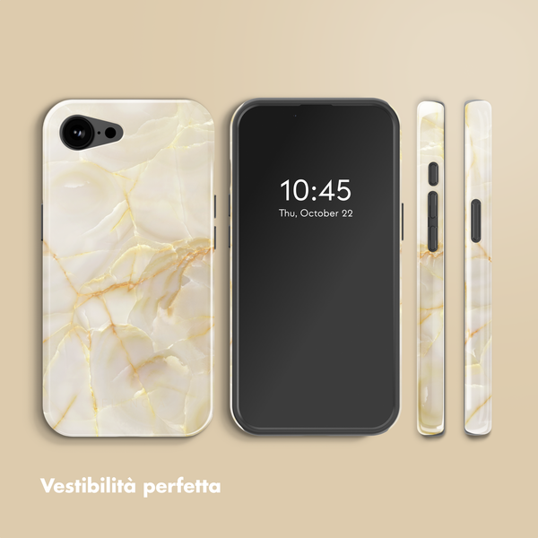 Selencia Cover posteriore Vivid con MagSafe Apple iPhone 17e / 16e - Golden Beige Marble