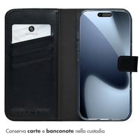 Selencia Cover a libro in vera pelle Apple iPhone 17 Pro - Nero