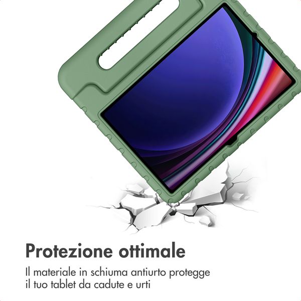 imoshion Cover Posteriore Kidsproof con Maniglia Samsung Galaxy Tab S11 / S9 11.0 pollici / S10 Lite / S10 FE / S9 FE 10.9 pollici - Olive Green