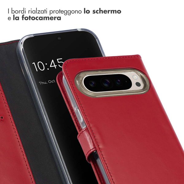 Selencia Cover a libro in vera pelle Google Pixel 9 / 9 Pro - Rosso