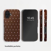 Selencia Cover posteriore Vivid con MagSafe Apple iPhone 16 - Happy Dots Chocolate