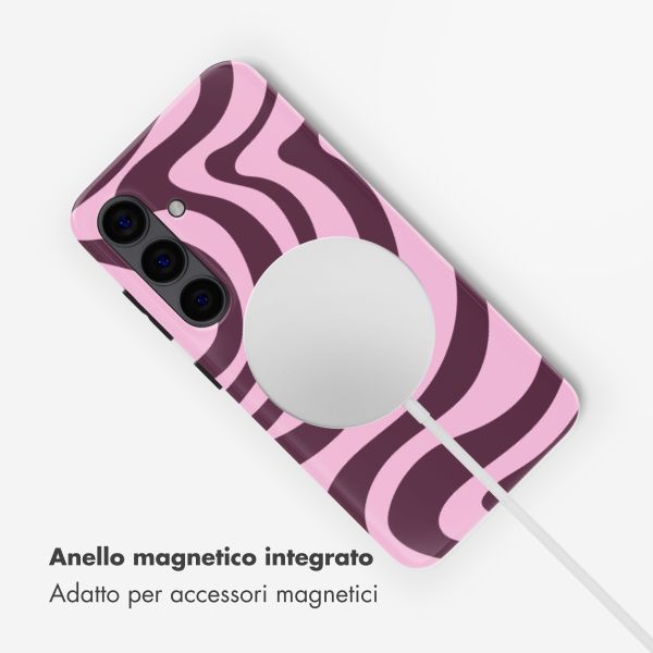 Selencia Cover posteriore Vivid con MagSafe Samsung Galaxy S24 - Wavy Swirl Pink Plum