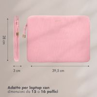 Selencia Cover per laptop in velluto a coste 15-16 pollici - Sleeve per laptop - Soft Blush