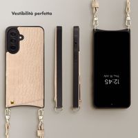 Selencia Cover per telefono Nova Croco con cordino e portacarte Samsung Galaxy A37 (5G) - Beige
