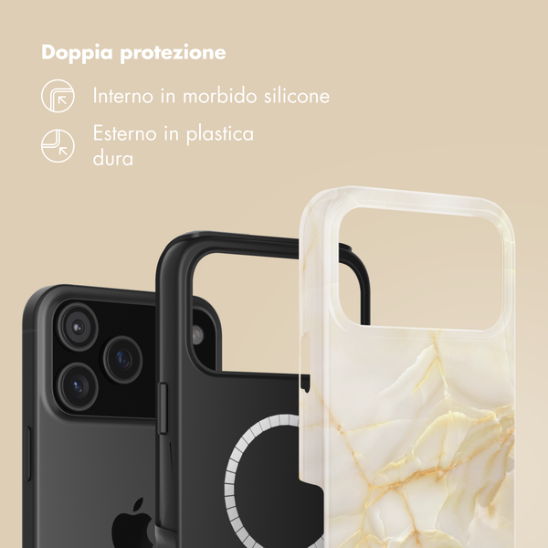 Selencia Cover posteriore Vivid con MagSafe Apple iPhone 17 Pro Max - Golden Beige Marble