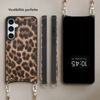 Selencia Cover per telefono Nova con cordino e portacarte Samsung Galaxy S24 Plus / S25 Plus - Leopard