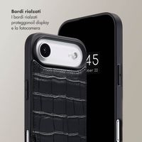 Selencia Cover per telefono Nova Croco con cordino e portacarte Apple iPhone Air - Nero