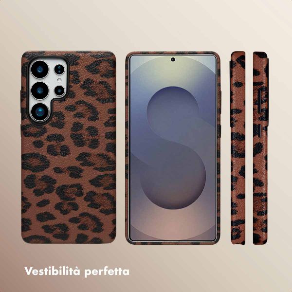 Selencia Cover Sabi Stampa pantera con MagSafe Samsung Galaxy S25 Ultra - Mocha Brown