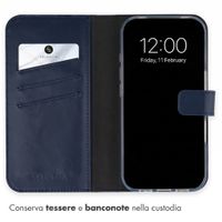 Selencia Cover a libro in vera pelle Apple iPhone 18 Pro / 17 Pro - Blu