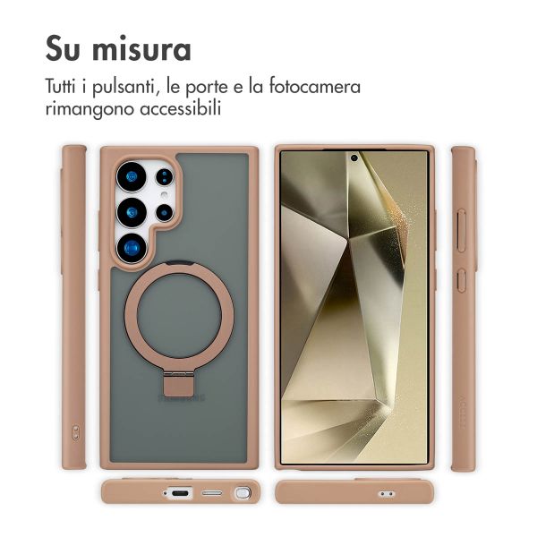 Accezz Cover con anello e supporto con MagSafe Samsung Galaxy S24 Ultra - Marrone