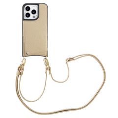 Selencia Cover per telefono Nova con cordino e portacarte Apple iPhone 15 Pro - Beige