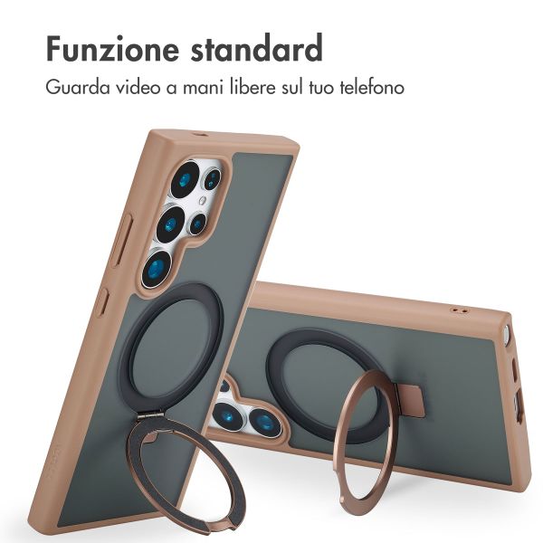 Accezz Cover con anello e supporto con MagSafe Samsung Galaxy S24 Ultra - Marrone
