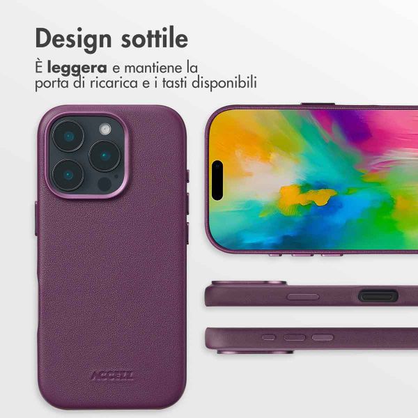 Accezz Cover in Pelle con MagSafe Apple iPhone 16 Pro - Heath Purple
