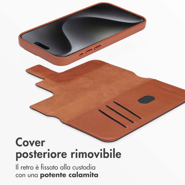 Accezz Cover in pelle 2 in 1 con MagSafe Apple iPhone 15 Pro Max - Sienna Brown