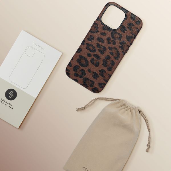 Selencia Cover Sabi Stampa pantera con MagSafe Apple iPhone 16 Pro Max - Mocha Brown