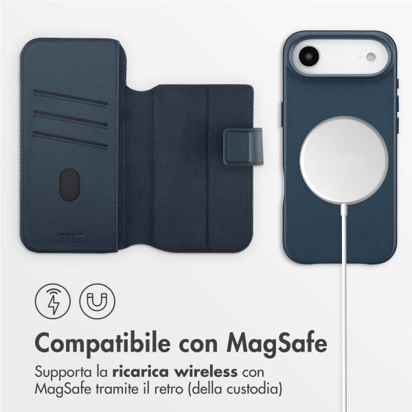 Accezz Cover in pelle 2 in 1 con MagSafe Apple iPhone Air - Nightfall Blue