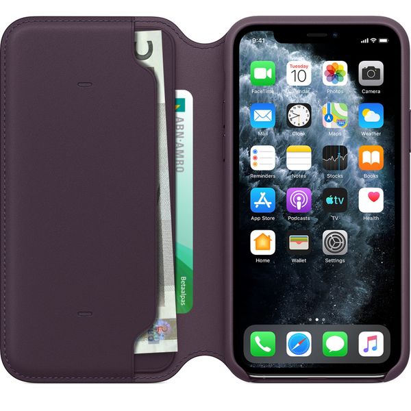 Apple Cover a libro in Pelle con Chiusura Apple iPhone 11 Pro - Melanzana