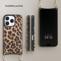 Selencia Cover per telefono Nova con cordino e portacarte Apple iPhone 16 Pro - Leopard