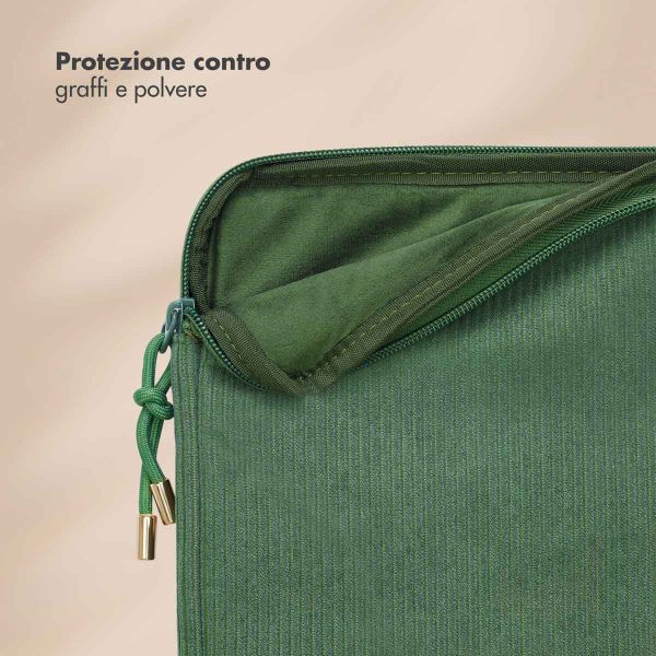 Selencia Cover per laptop in velluto a coste 13-14 pollici - Laptopsleeve - Sage Green