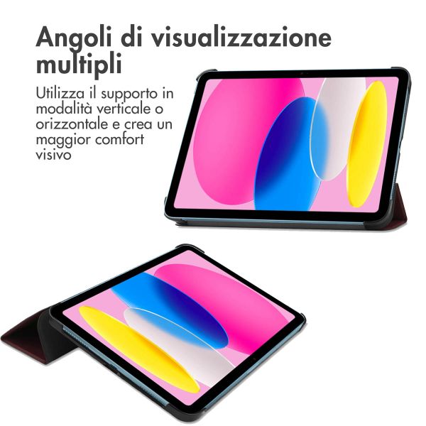 imoshion Cover a libro Trifold Apple iPad 11 (2025) 11 pollici A16 / iPad 10 (2022) 10.9 pollici - Bordeaux