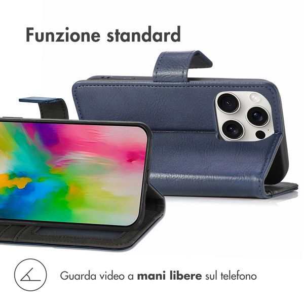 imoshion Cover a libro di Lusso Apple iPhone 16 Pro - Blu scuro