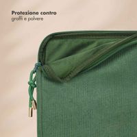 Selencia Cover per laptop in velluto a coste 13-14 pollici - Laptopsleeve - Sage Green