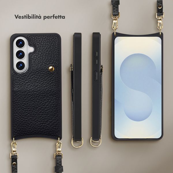 Selencia Cover per telefono Nova con cordino e portacarte Samsung Galaxy S26 - Nero