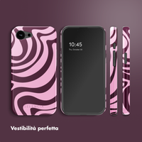 Selencia Cover posteriore Vivid con MagSafe Apple iPhone 17e / 16e - Wavy Swirl Pink Plum
