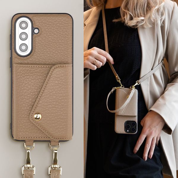 Selencia Cover per telefono Sera con cordino e portacarte a busta Samsung Galaxy A57 (5G) - Taupe
