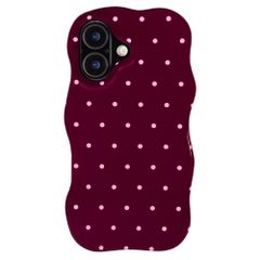 Selencia Cover Vivid Wavy con MagSafe Apple iPhone 16 - Happy Dots Burgundy
