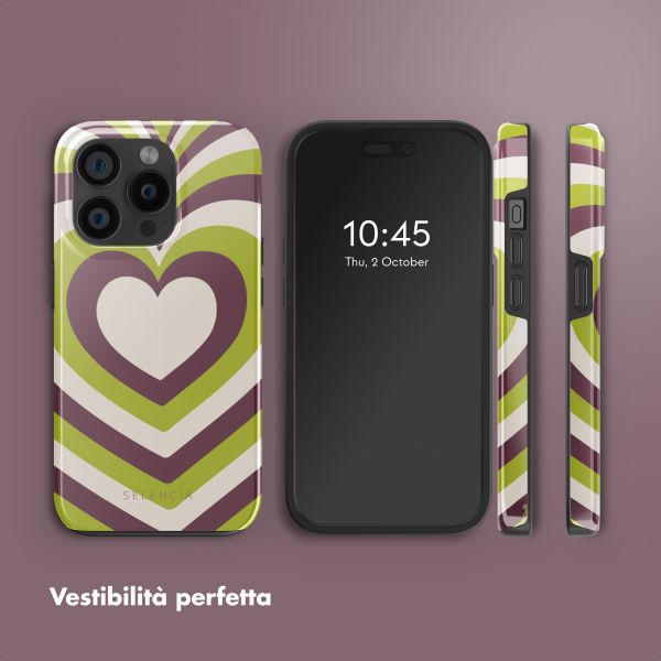 Selencia Cover posteriore Vivid con MagSafe Apple iPhone 15 Pro - Double Hearts Plum Fern