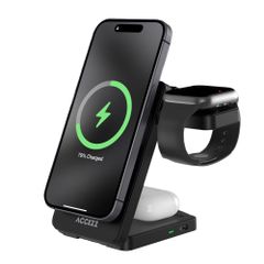 Accezz Caricatore wireless pieghevole 3-in-1 MagSafe - 20W - Nero
